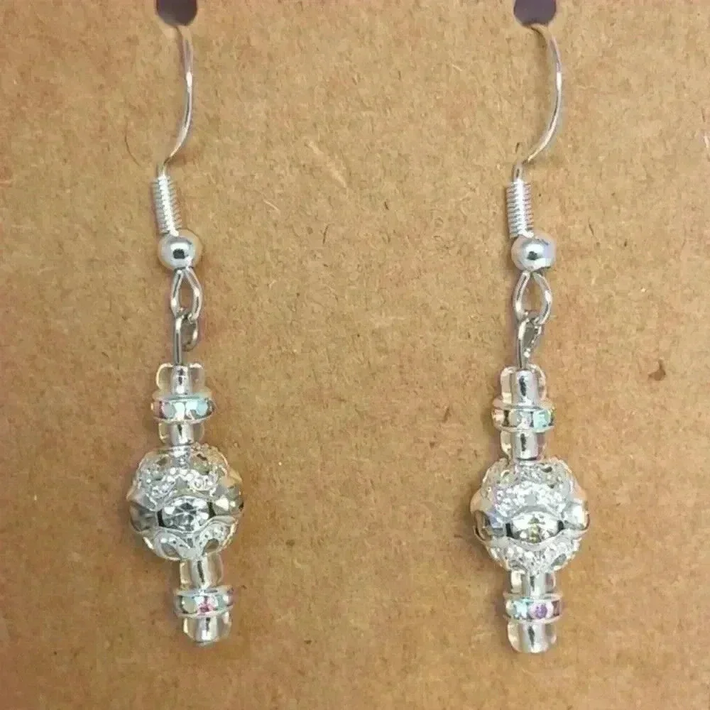 Key Largo Rhinestone Beaded 925 Silver Earrings